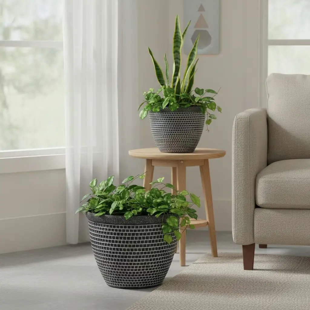 Textured Planters - Nature-Inspired Decorative Pots