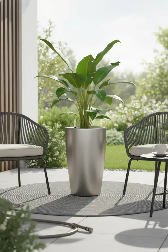 Metallic Gloss Self-Watering Planters